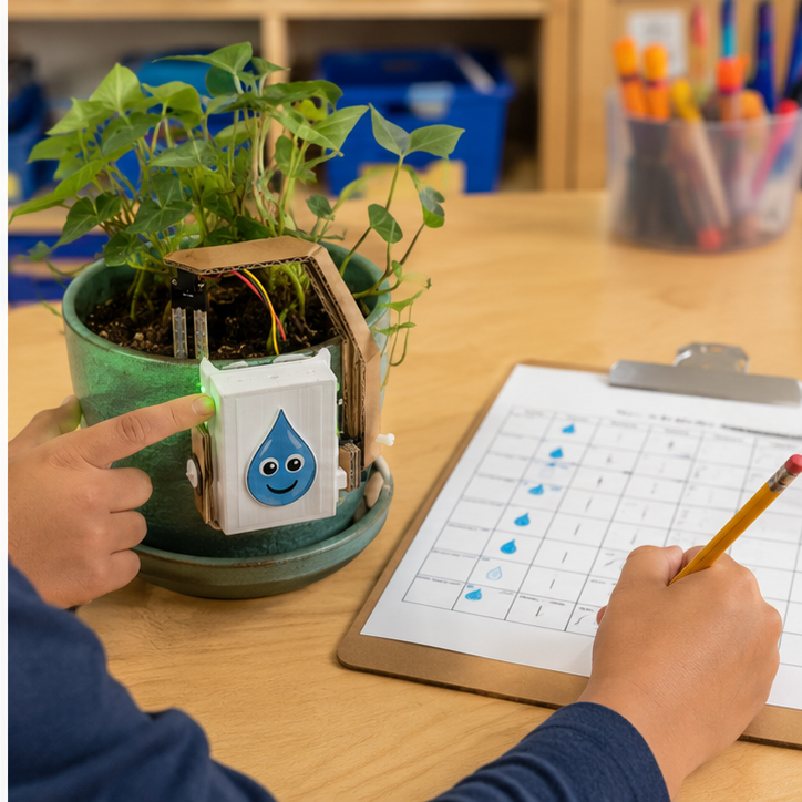 Students testing and recording results for Smart Plant Guardian